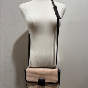 Black and Rattan Crossbody Bag